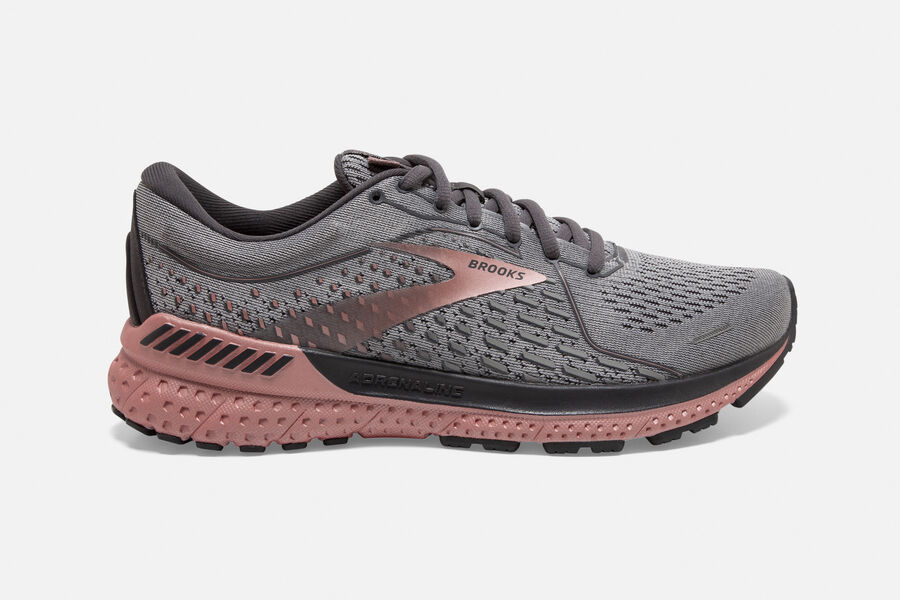 Brooks Adrenaline Gts 21 Road Löparskor Dam - Mörkgrå/Rosa - 5273-NSTJY